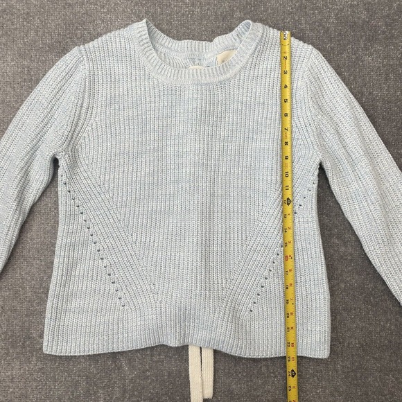 Harper Heritage Sweater Womens Small Light Blue Lace Tie Back Casual Knit Cozy - Picture 6 of 8